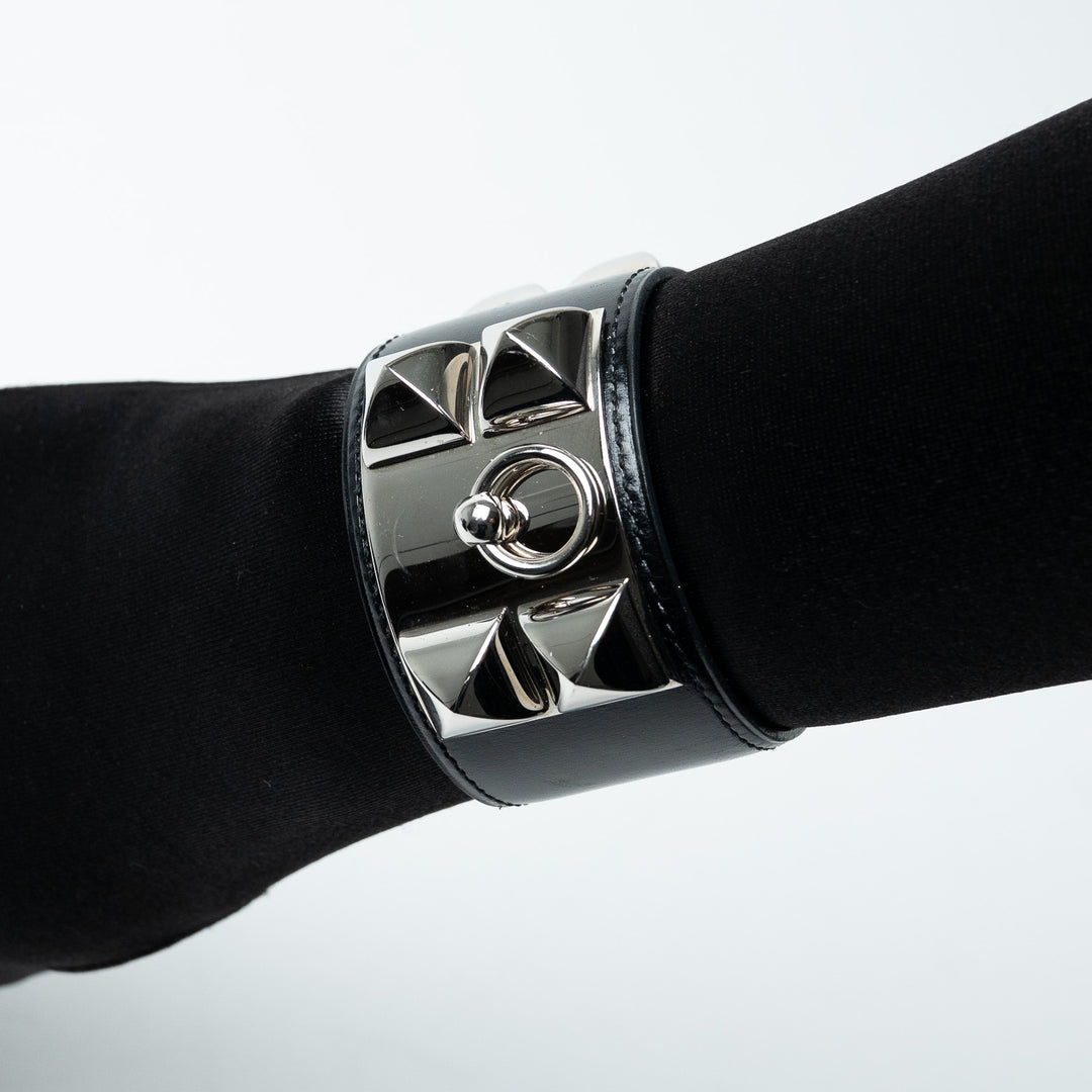 Hermes Black and Palladium Collier De Chien Bracelet