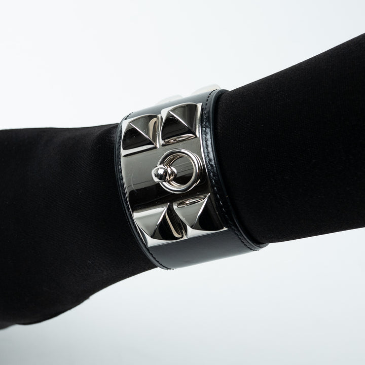 Hermes Black and Palladium Collier De Chien Bracelet