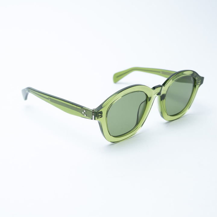 Celine Round Frame Translucent Green Sunglasses
