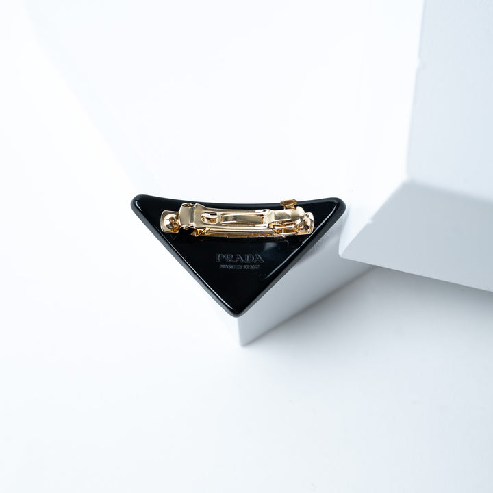 Prada Black Triangle Hairclip inset with Crystals