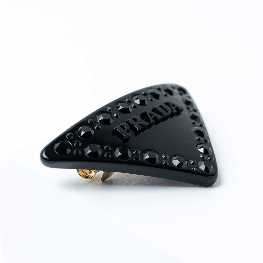 Prada Black Triangle Hairclip inset with Crystals