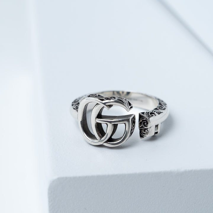 Gucci Double G Key Sterling Silver Rind Ring Size 7.5