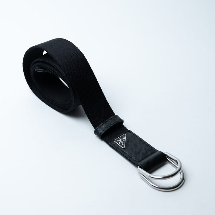 Prada Re-Nylon Belt with Saffiano Leather Accents and D-Ring Hardware Size 105
