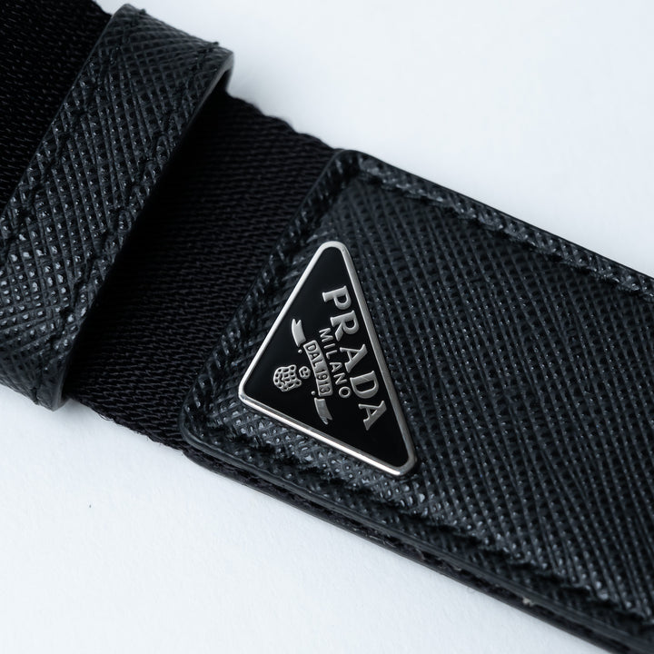 Prada Re-Nylon Belt with Saffiano Leather Accents and D-Ring Hardware Size 105