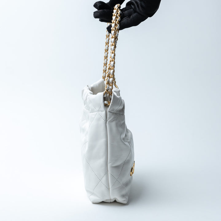 Pre-Loved Chanel™ White Lambskin Mini 22 Crossbody Bag with Gold Hardware