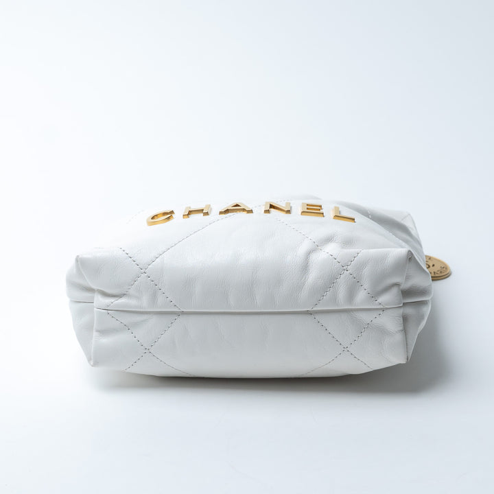 Pre-Loved Chanel™ White Lambskin Mini 22 Crossbody Bag with Gold Hardware