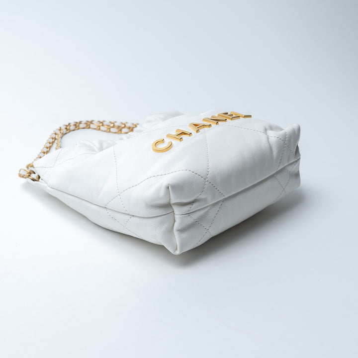 Pre-Loved Chanel™ White Lambskin Mini 22 Crossbody Bag with Gold Hardware