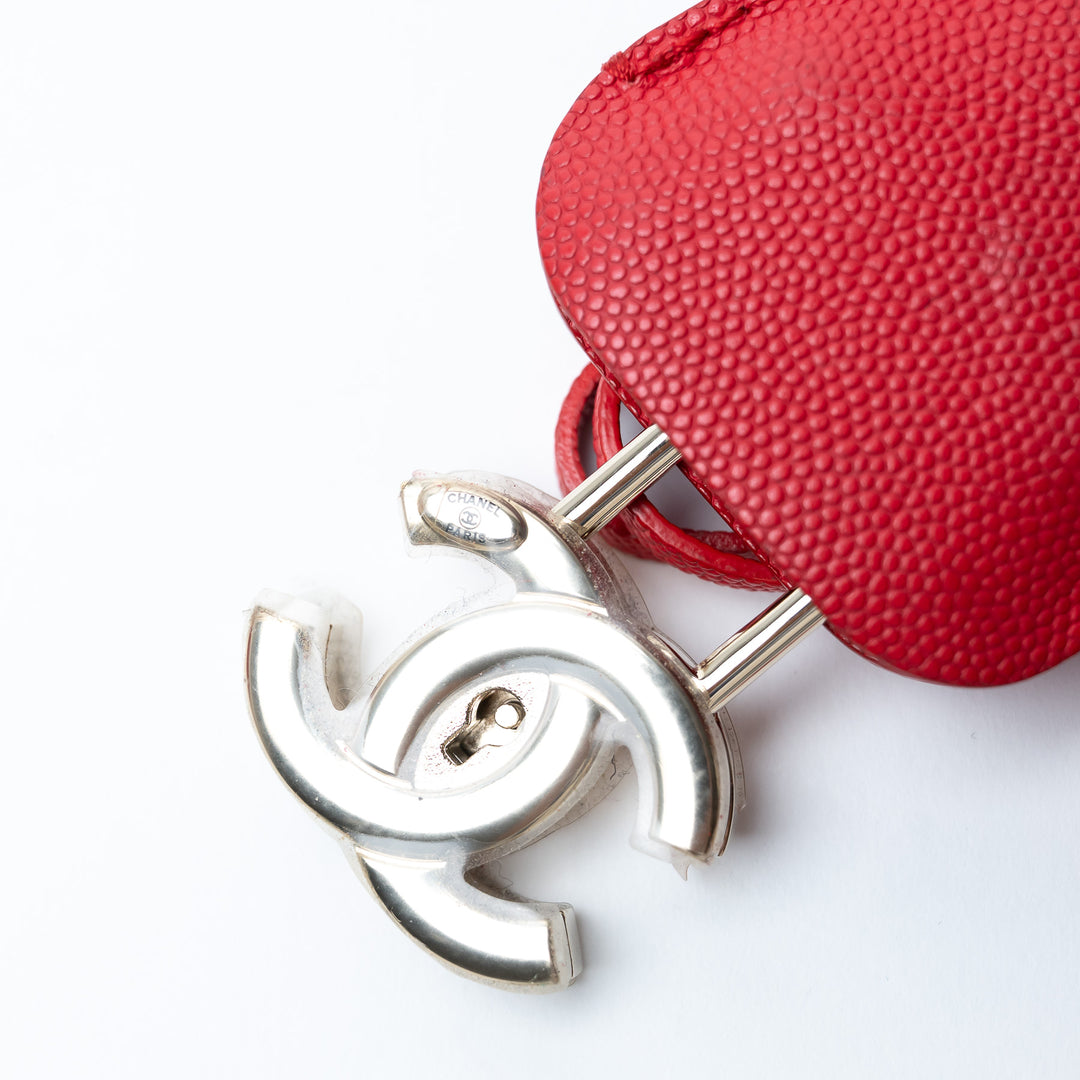 Pre-Loved Chanel™ Red Caviar Leather Small Filigree Vanity Case
