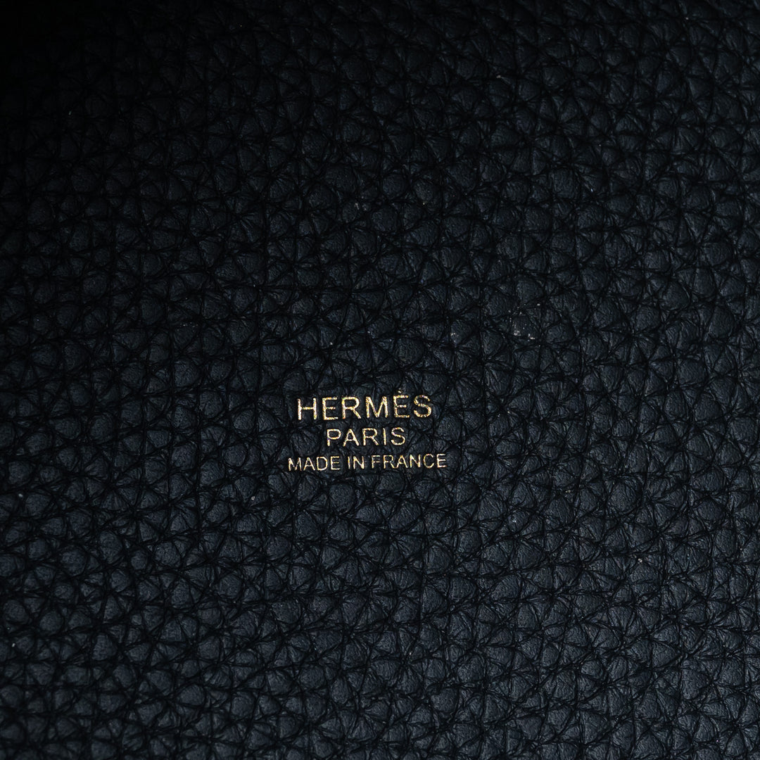 Hermes Black Clemence Leather Picotin 18 with Gold Hardware