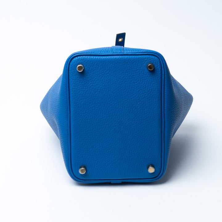 Hermes Picotin Lock 18 Bag in Blue Zellige Clemence Leather