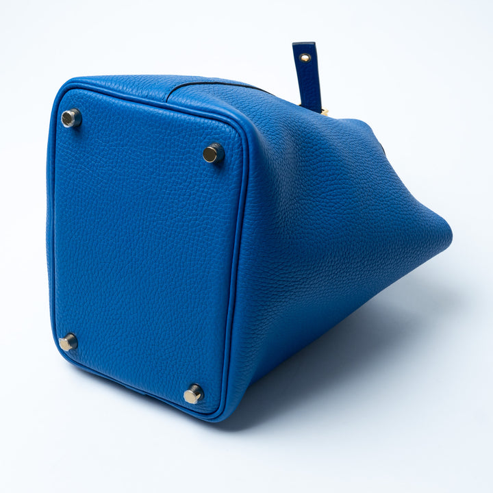 Hermes Picotin Lock 18 Bag in Blue Zellige Clemence Leather