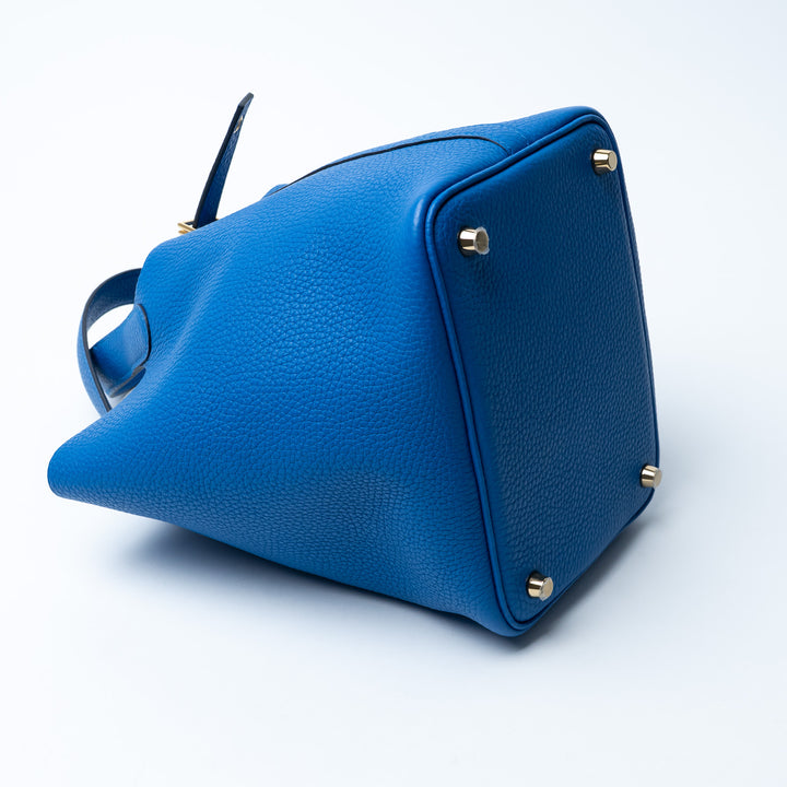 Hermes Picotin Lock 18 Bag in Blue Zellige Clemence Leather