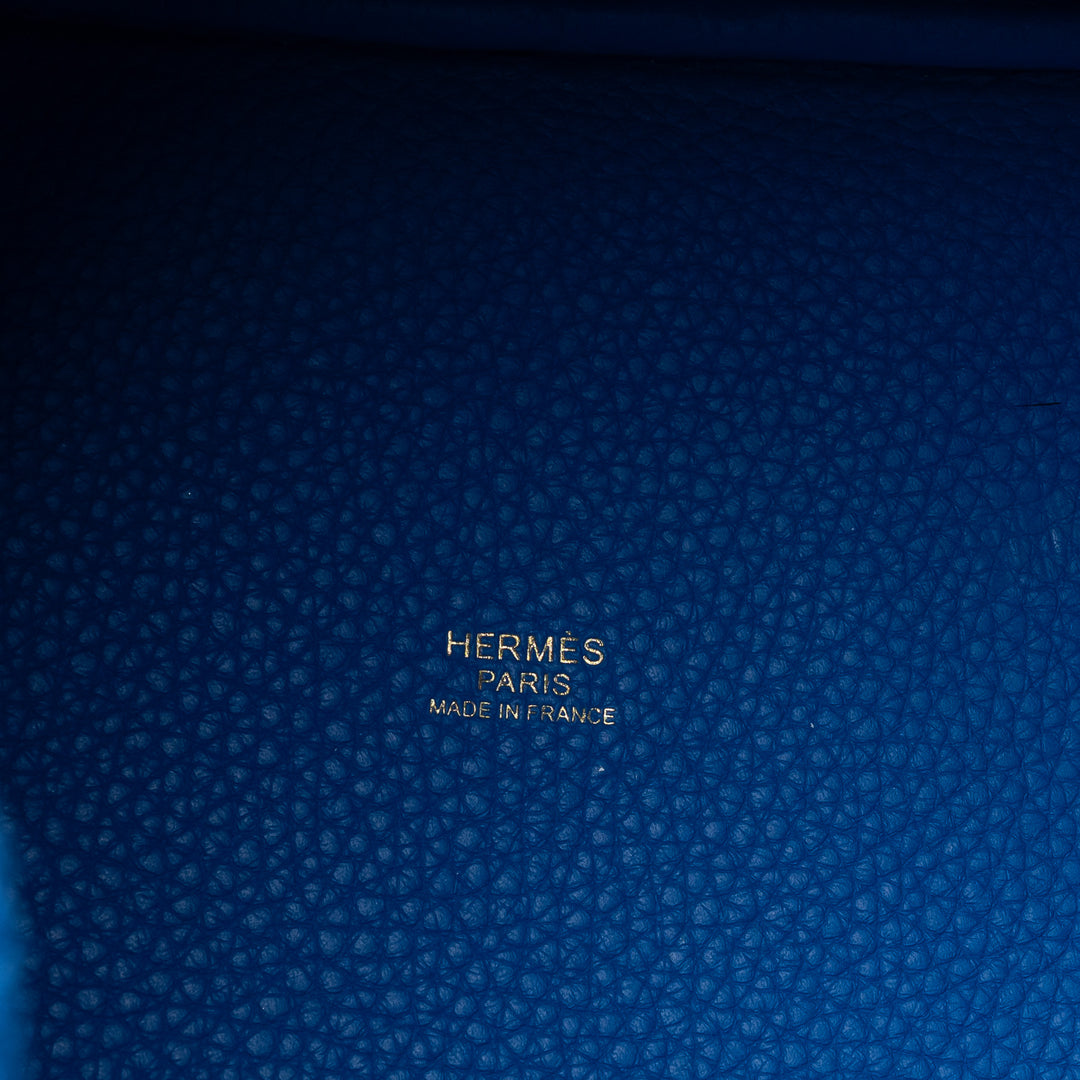 Hermes Picotin Lock 18 Bag in Blue Zellige Clemence Leather