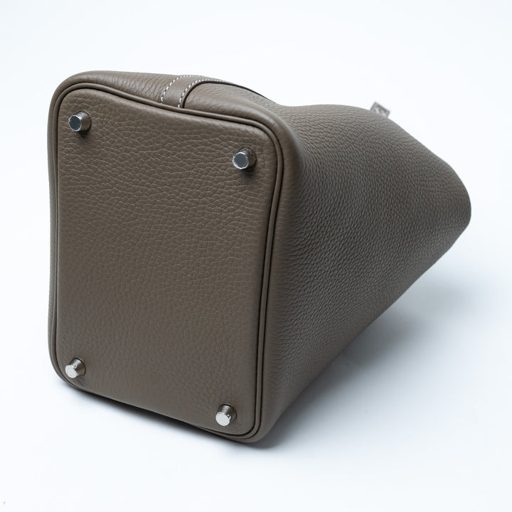 Hermes Etoupe Taurillon Celemence Leather Picotin Lock 18 Bag