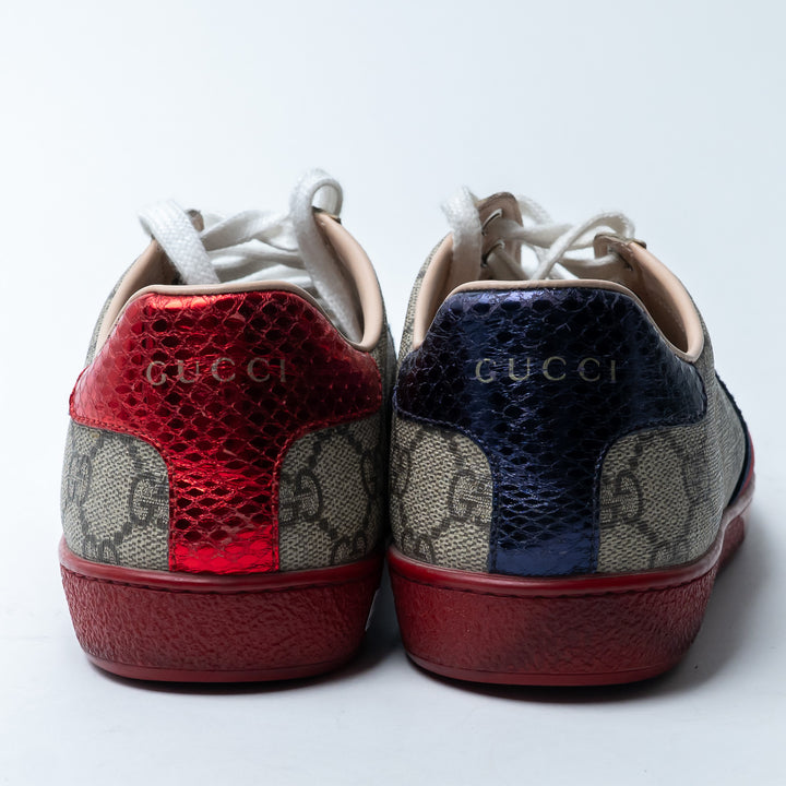 Gucci Monogram GG Supreme Canvas Sneakers with Stripe Detail Size 36.5