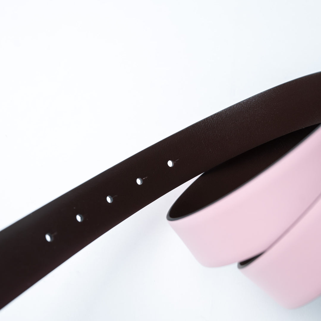 Valentino Baby Pink Leather VLogo Belt Size 95