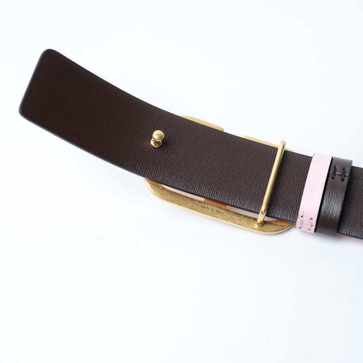 Valentino Baby Pink Leather VLogo Belt Size 95
