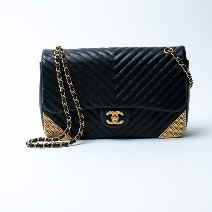 Pre-Loved Chanel™ Black Lambskin Leather Rock The Corner Flap Bag