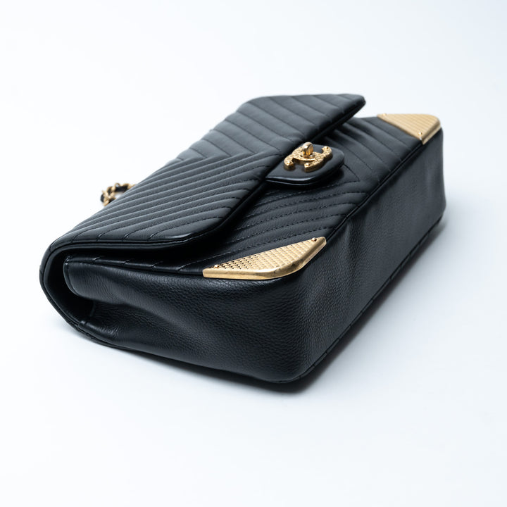 Pre-Loved Chanel™ Black Lambskin Leather Rock The Corner Flap Bag