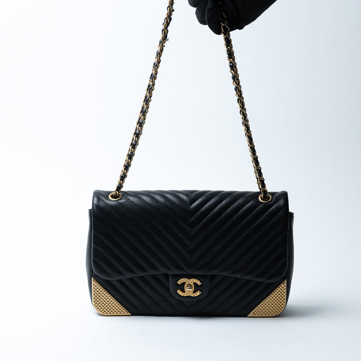 Pre-Loved Chanel™ Black Lambskin Leather Rock The Corner Flap Bag
