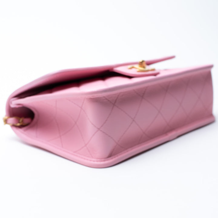 Pre-Loved Chanel™ Pink Caviar Leather Qulited Top Handle Flap Bag