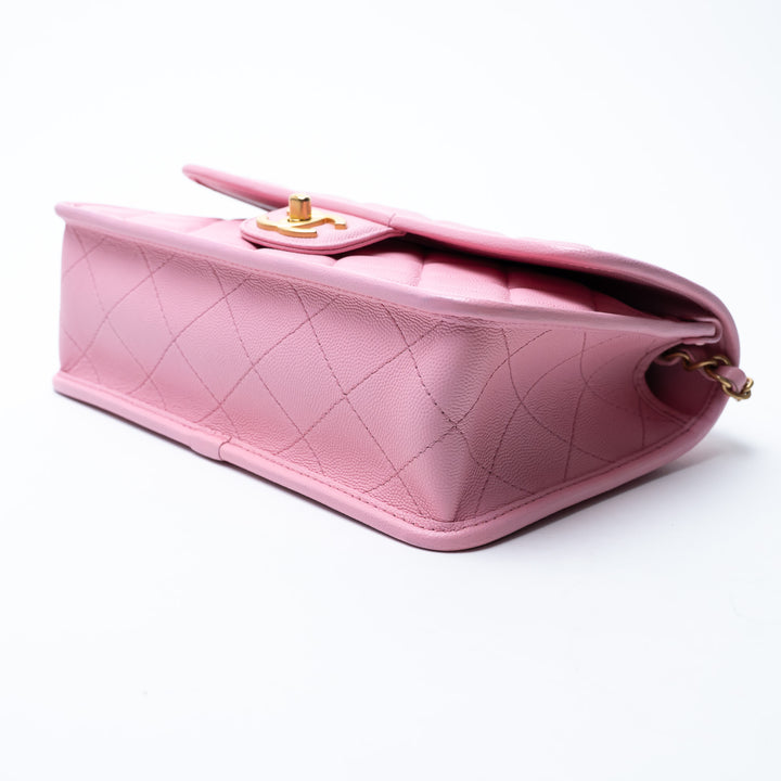 Pre-Loved Chanel™ Pink Caviar Leather Qulited Top Handle Flap Bag