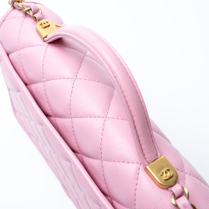 Pre-Loved Chanel™ Pink Caviar Leather Qulited Top Handle Flap Bag