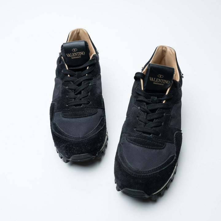 Black Suede Studded Sneakers. (view 2)