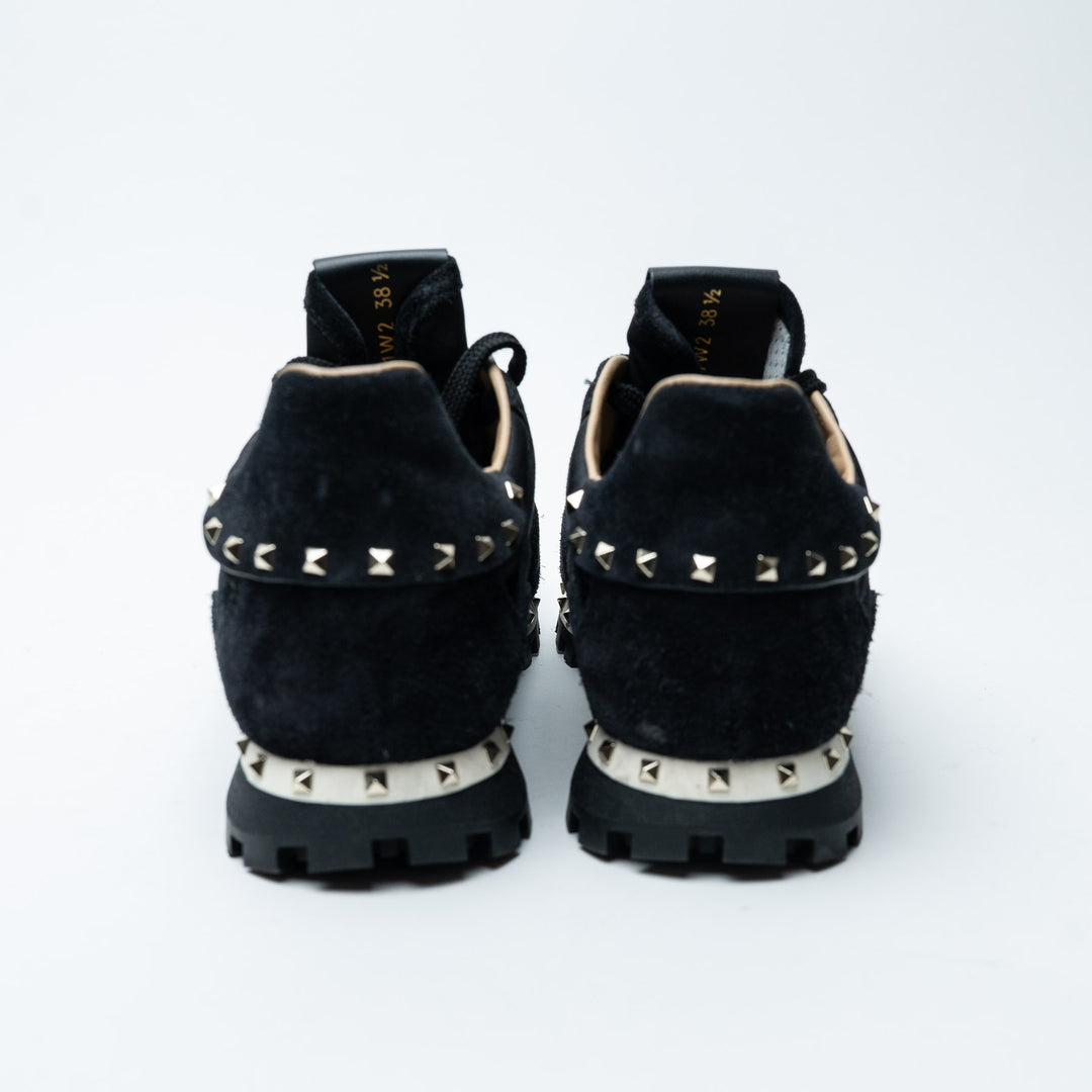 Black Suede Studded Sneakers. (view 3)