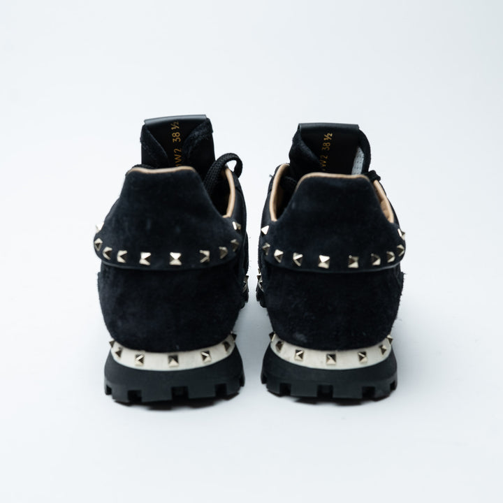 Black Suede Studded Sneakers. (view 3)