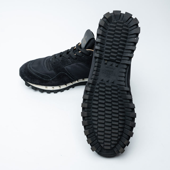 Black Suede Studded Sneakers. (view 4)