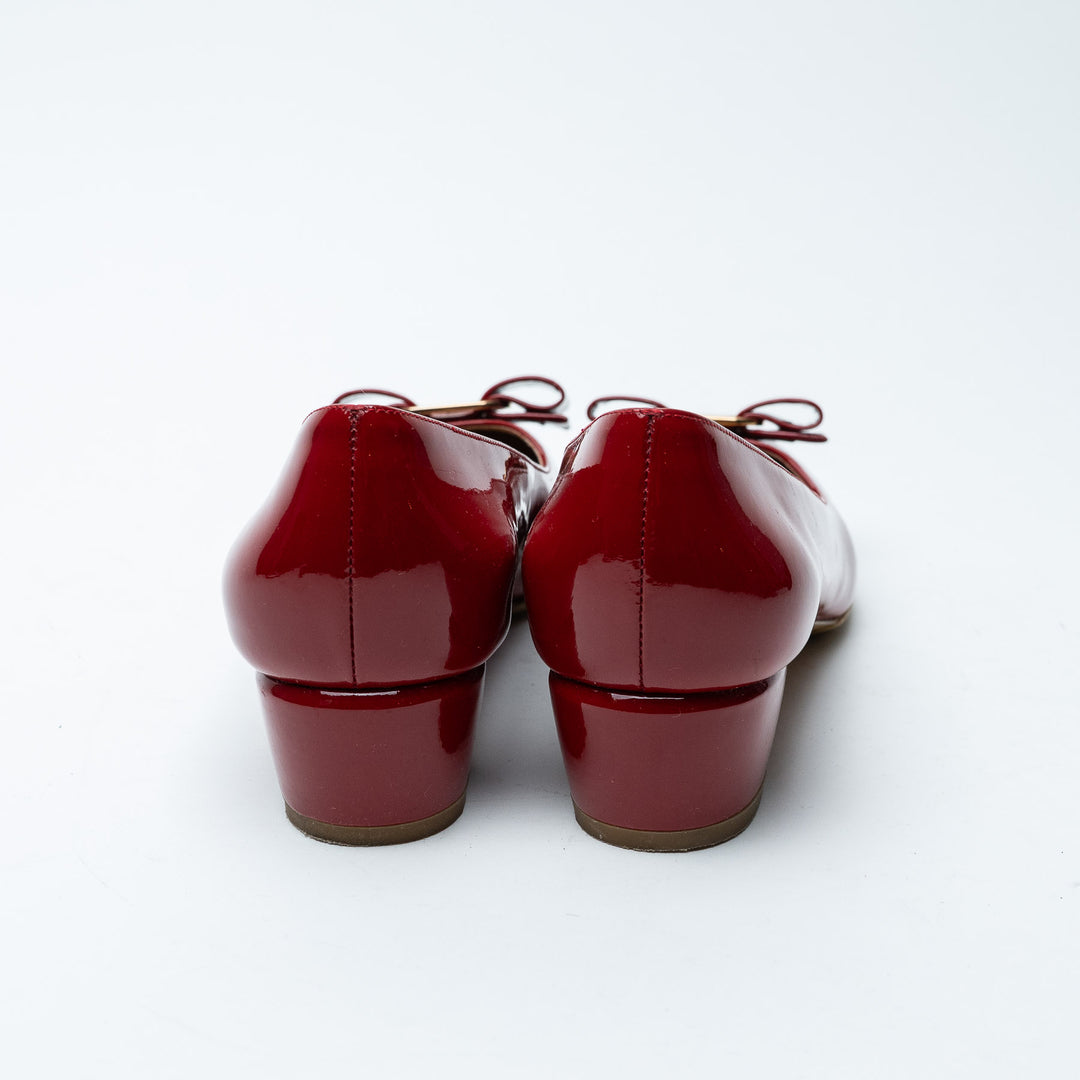 Red Patent Leather Vara Bow Flats. (view 4)