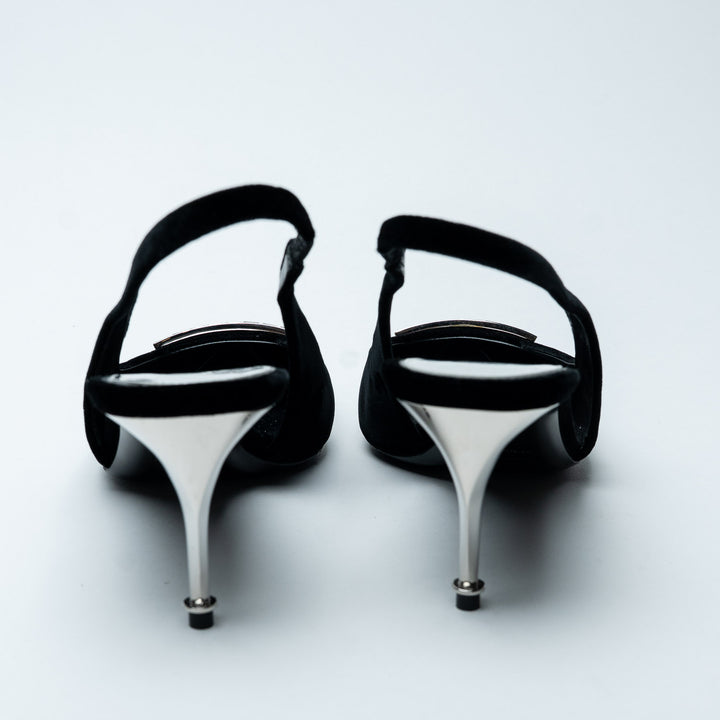 Black Velvet Crystal TF Slingback Pumps. (view 4)