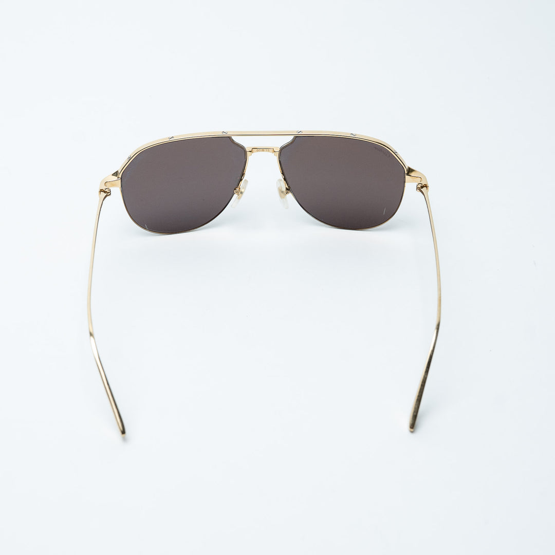 Gold Metal Santos de Cartier Aviator Sunglasses with Black Lenses. (view 4)