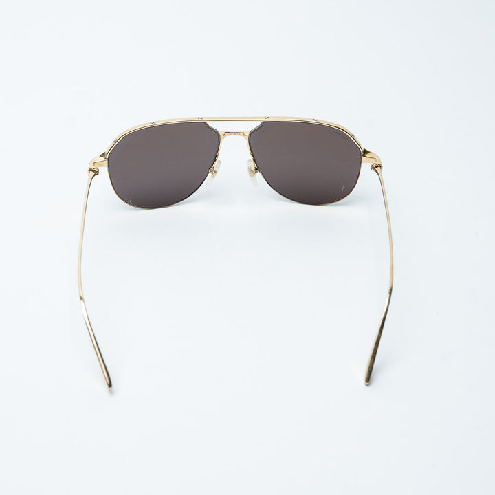 Gold Metal Santos de Cartier Aviator Sunglasses with Black Lenses. (view 4)