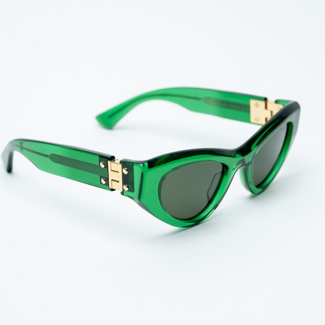 Green Acetate Clear Cat-Eye Sunglasses. (front)