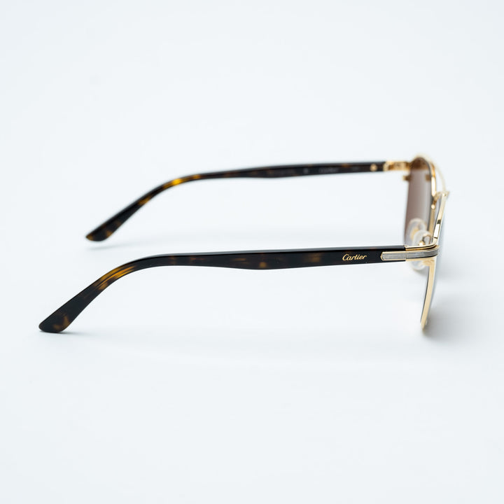 Gold and Brown Metal Aviator Sunglasses. (view 3)