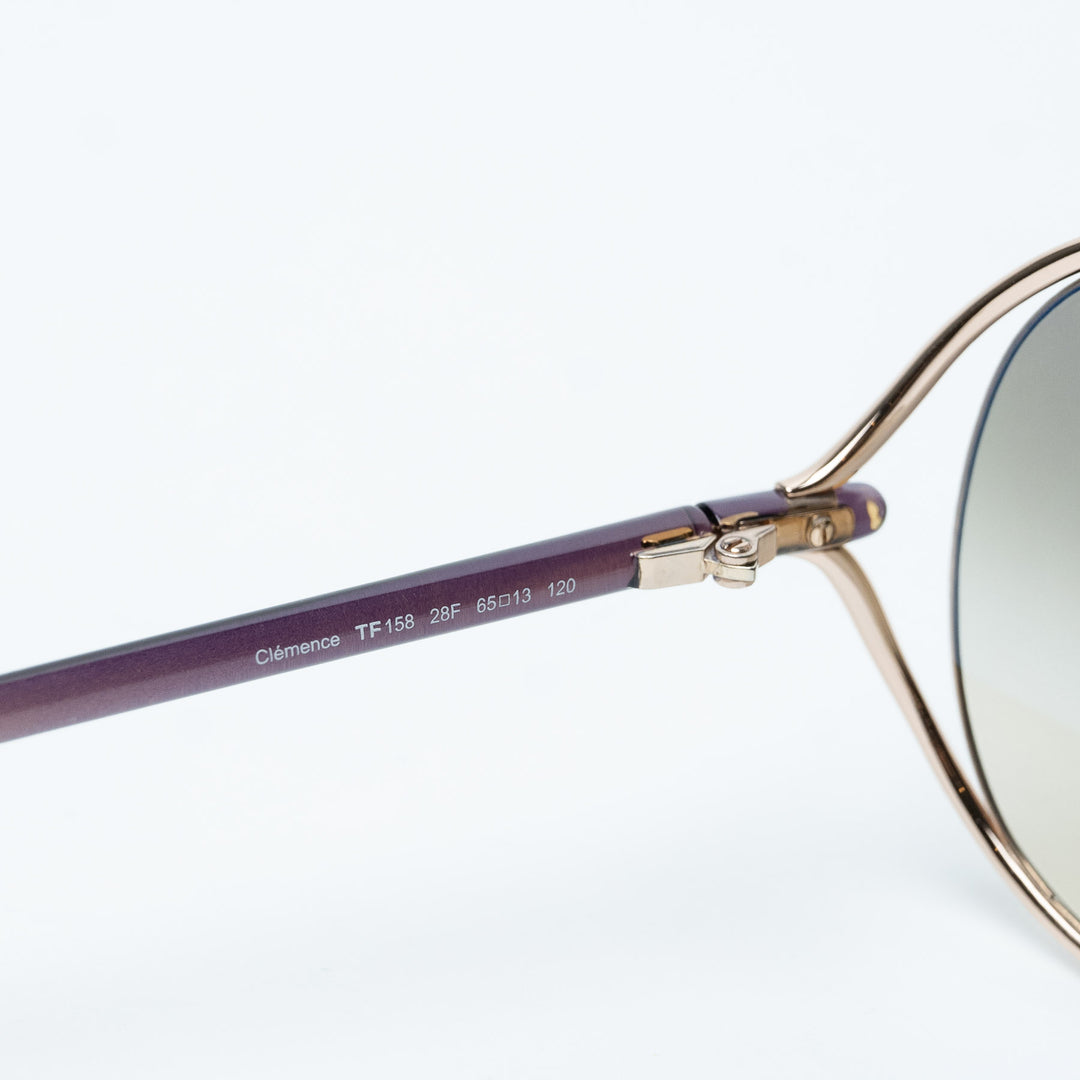 Gold and Green Metal Oversized Round Sunglasses. (view 5)