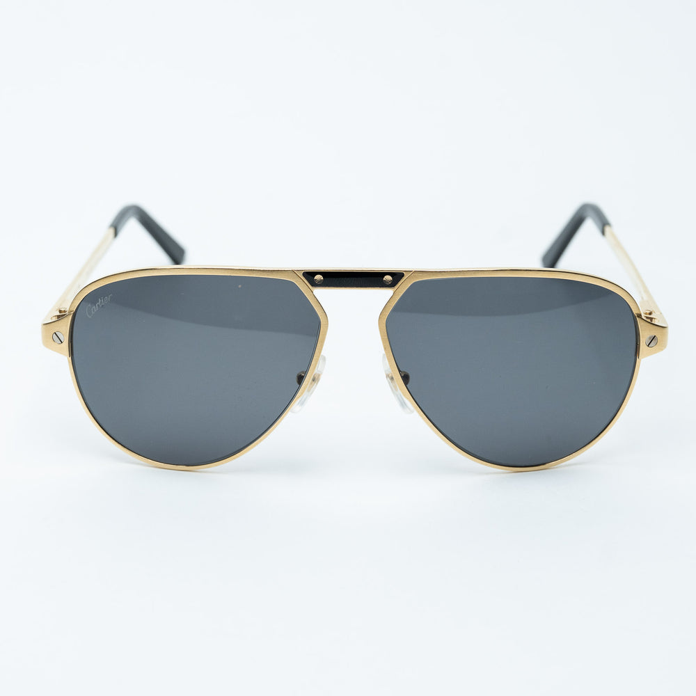 Gold Metal Santos de Cartier Single Bridge Aviator Sunglasses. (view 2)