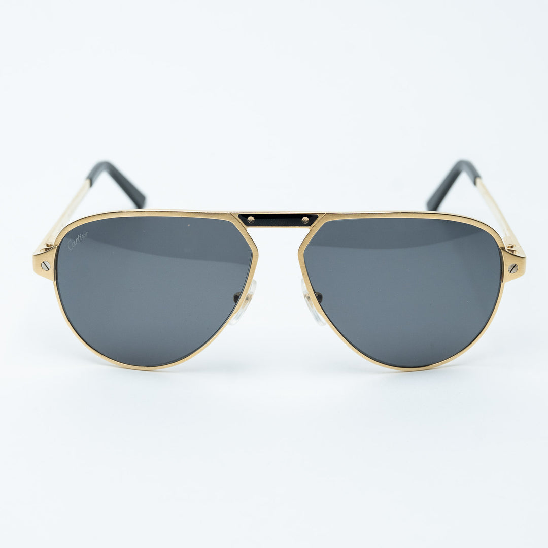 Gold Metal Santos de Cartier Single Bridge Aviator Sunglasses. (view 2)