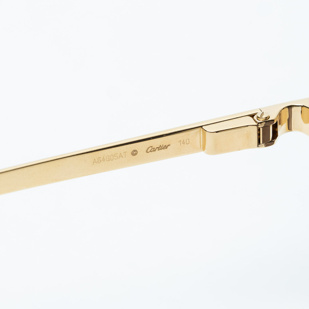 Gold Metal Santos de Cartier Single Bridge Aviator Sunglasses. (view 5)