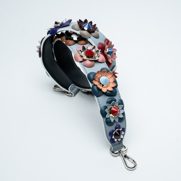 Multicolor Leather Flowerland Strap You Bag Strap. (front)