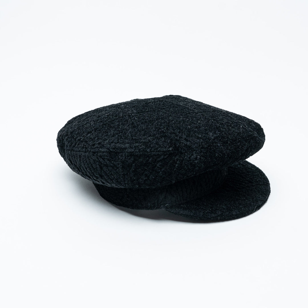 Black Viscose Blend Newsboy Cap. (view 2)