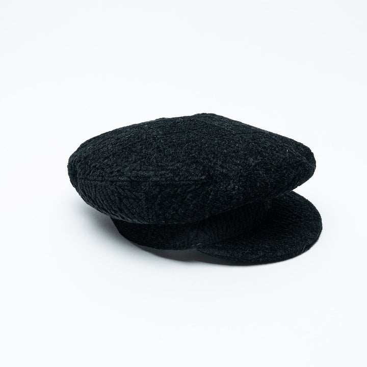 Black Viscose Blend Newsboy Cap. (view 2)