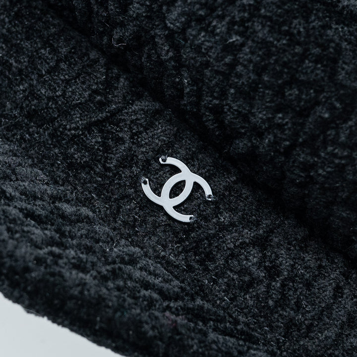 Black Viscose Blend Newsboy Cap. (view 3)