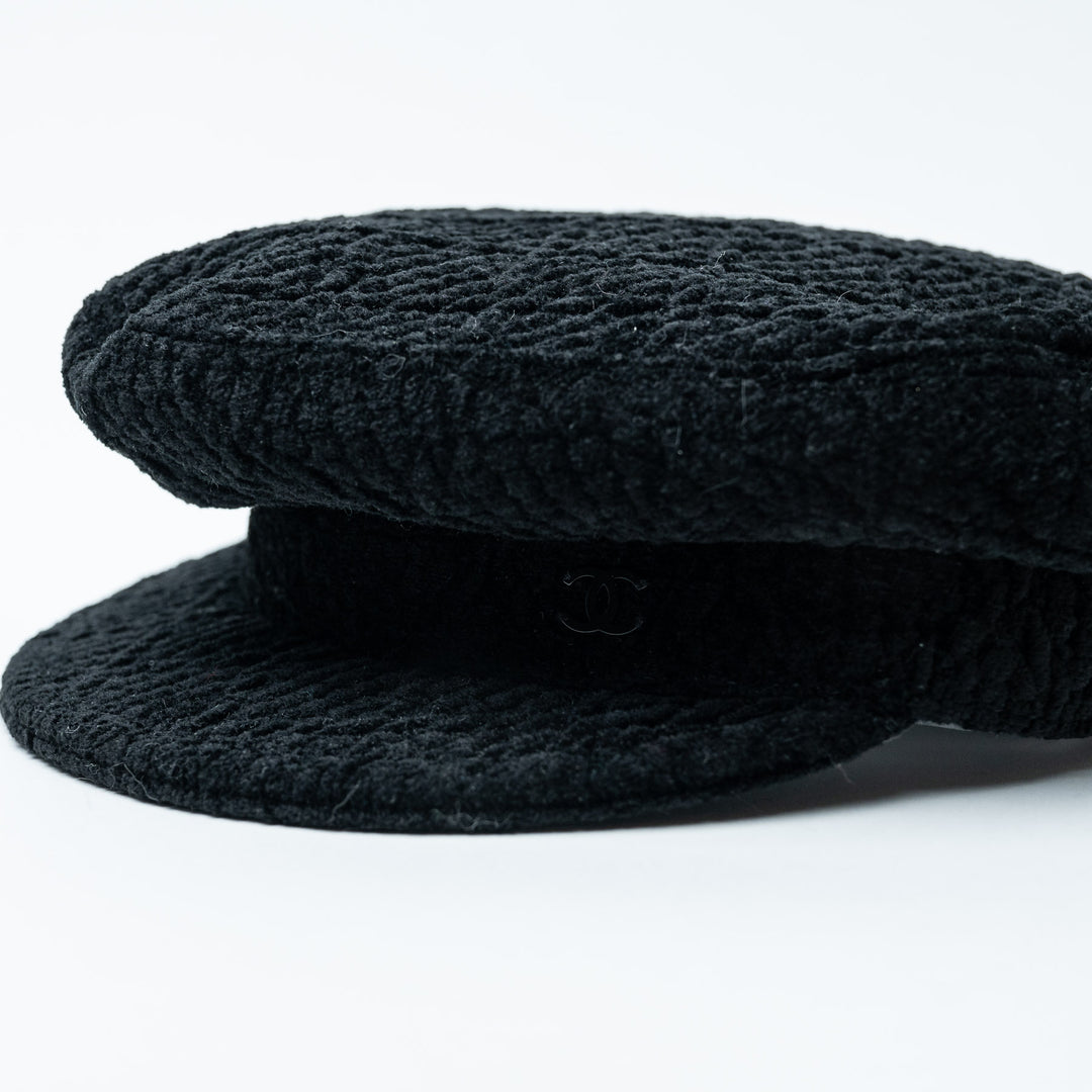 Black Viscose Blend Newsboy Cap. (view 4)