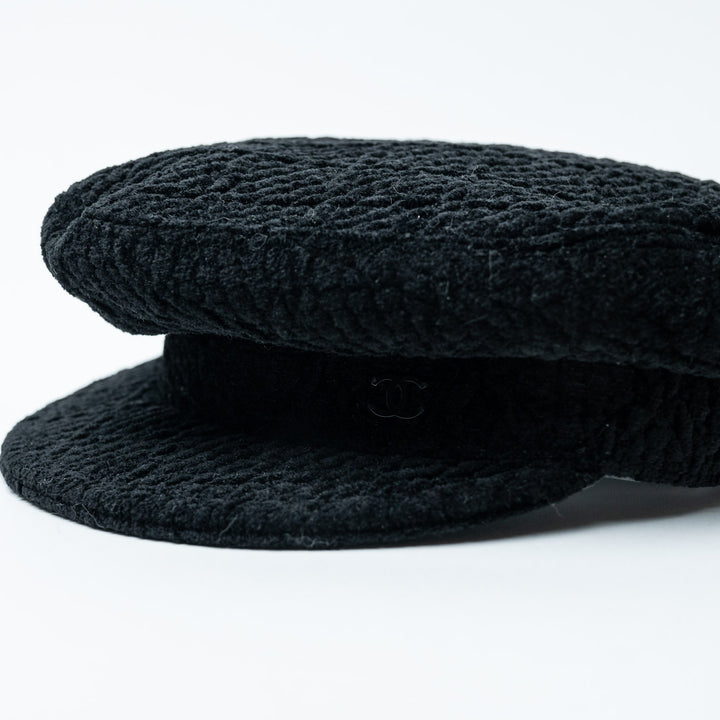 Black Viscose Blend Newsboy Cap. (view 4)