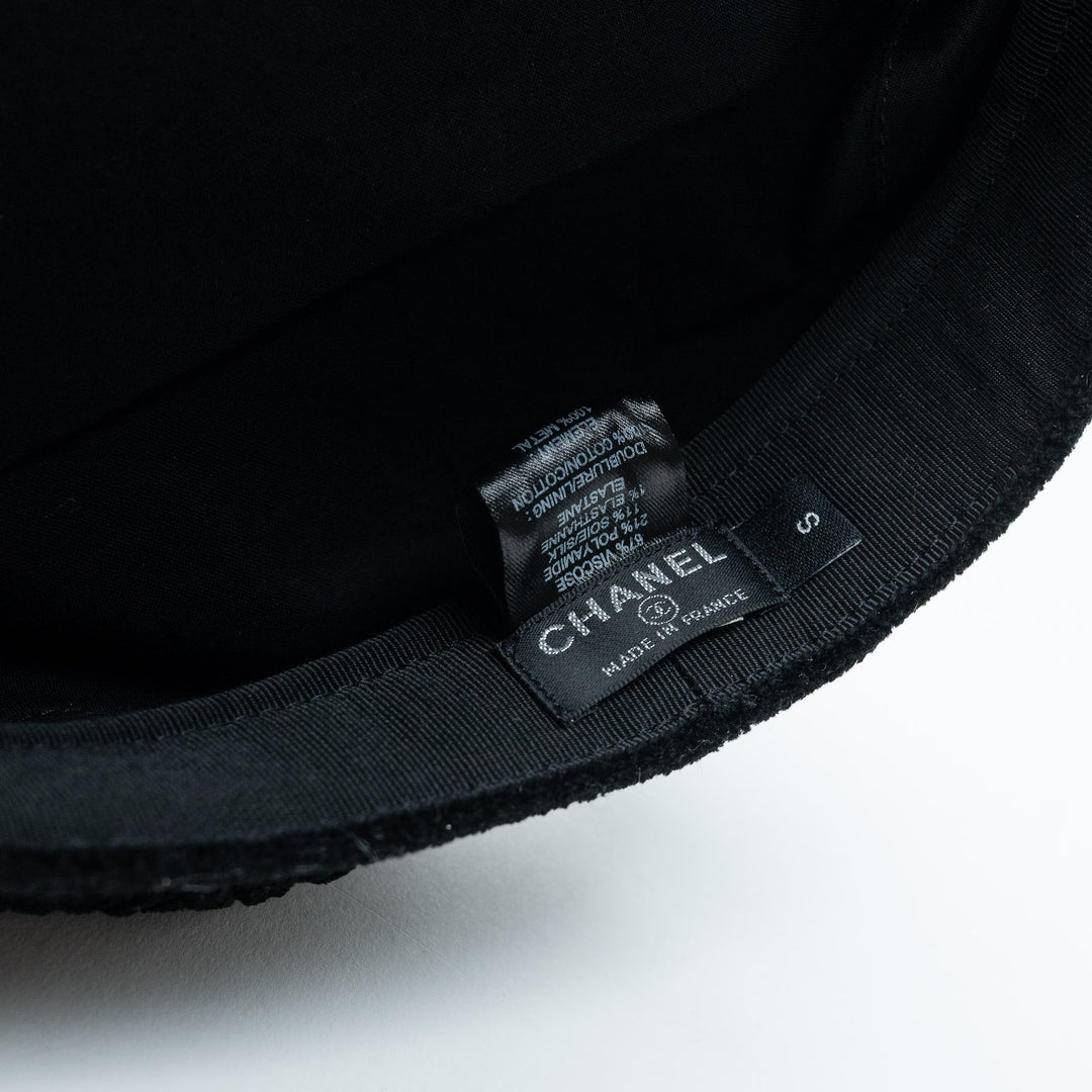 Black Viscose Blend Newsboy Cap. (view 5)
