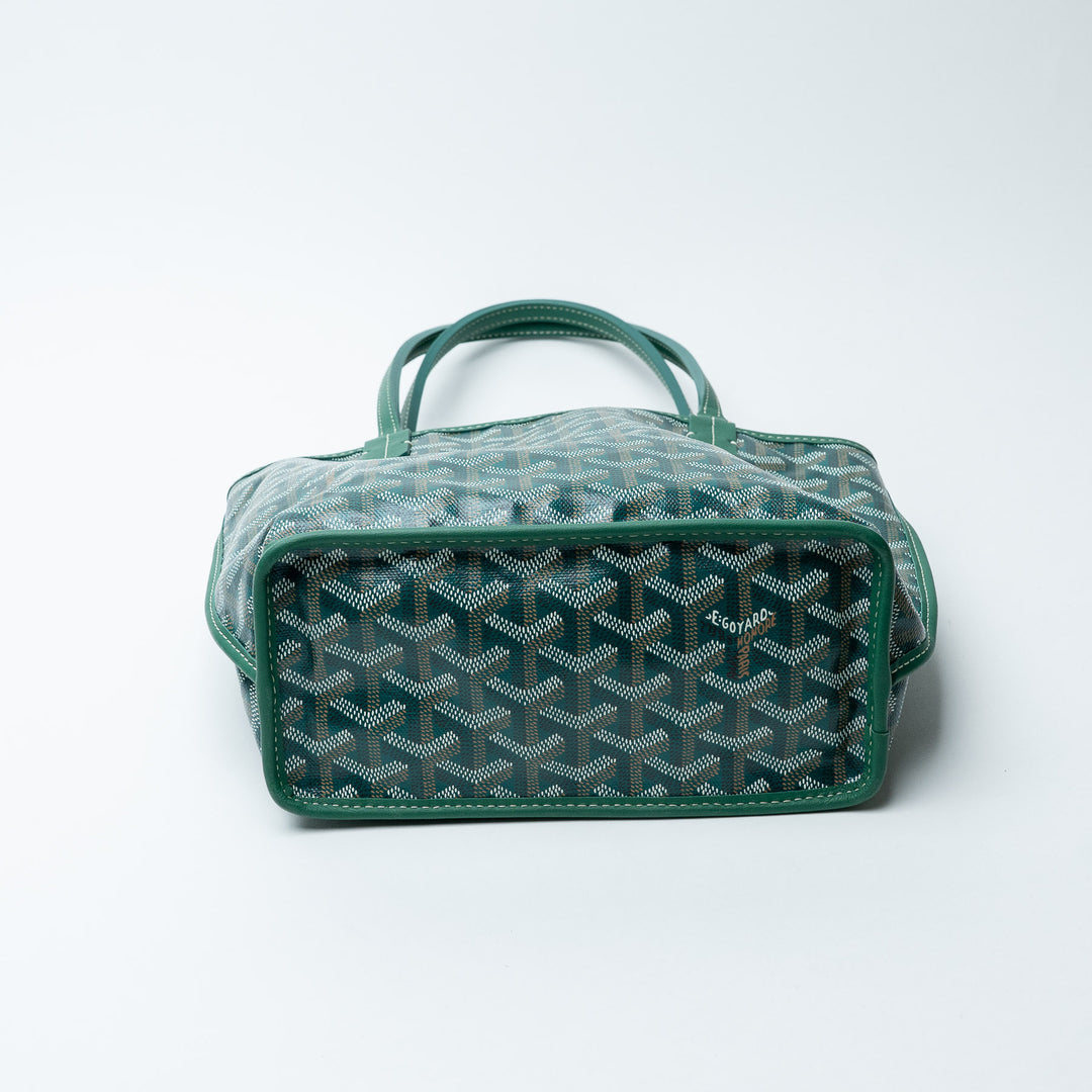 Green Goyardine Canvas Anjou Mini Reversible Tote Bag. (view 6)