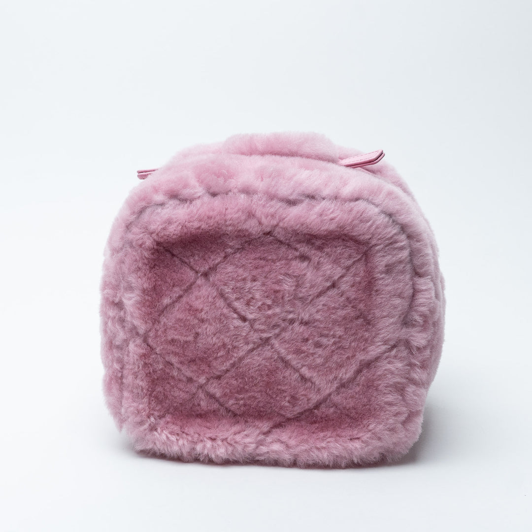 Pink Shearling Quilted Small Vanity Bag. (view 5)